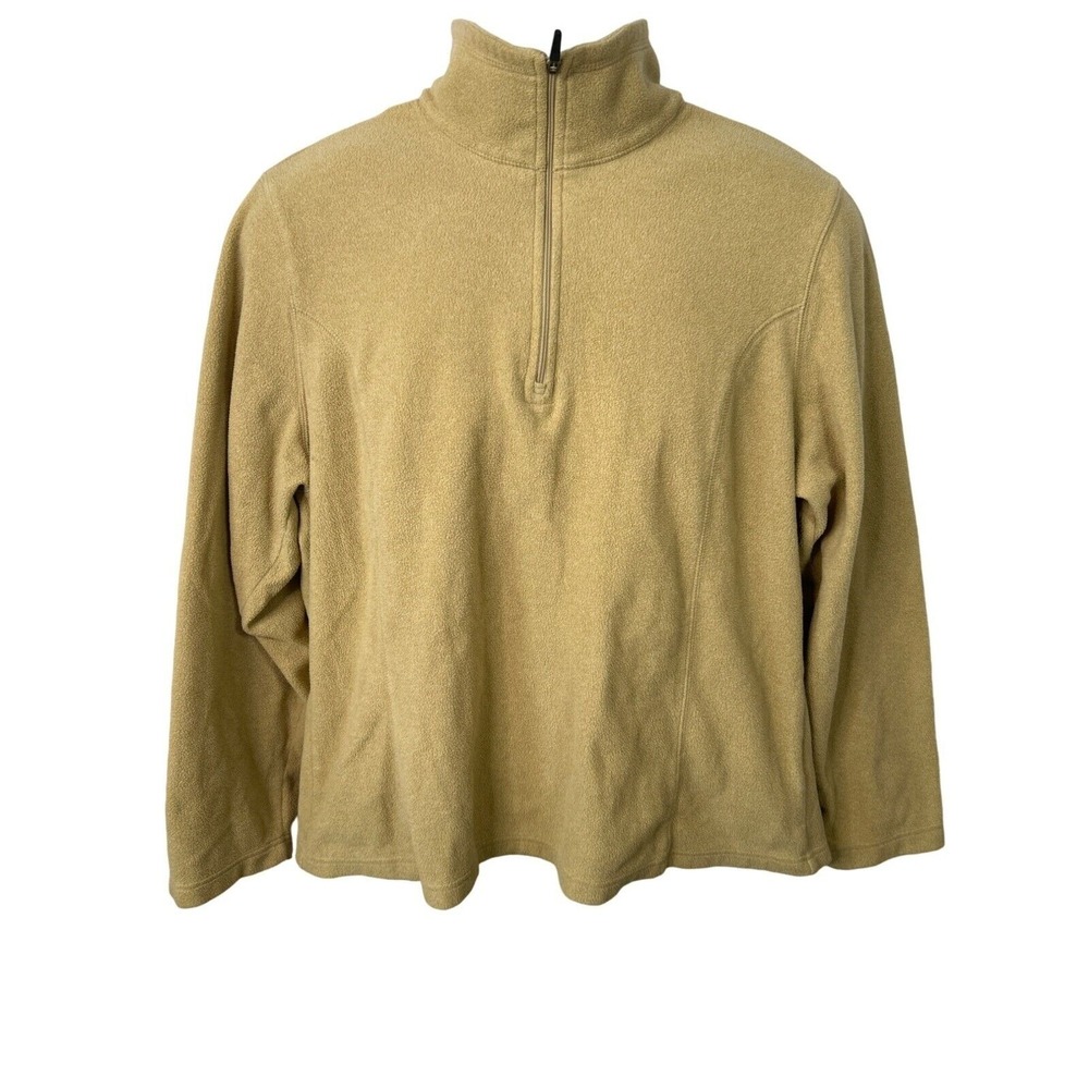 Lands' End Tan Fleece Quarter-Zip Pullover Men's Size‎ XL Mock Neck Warm Top